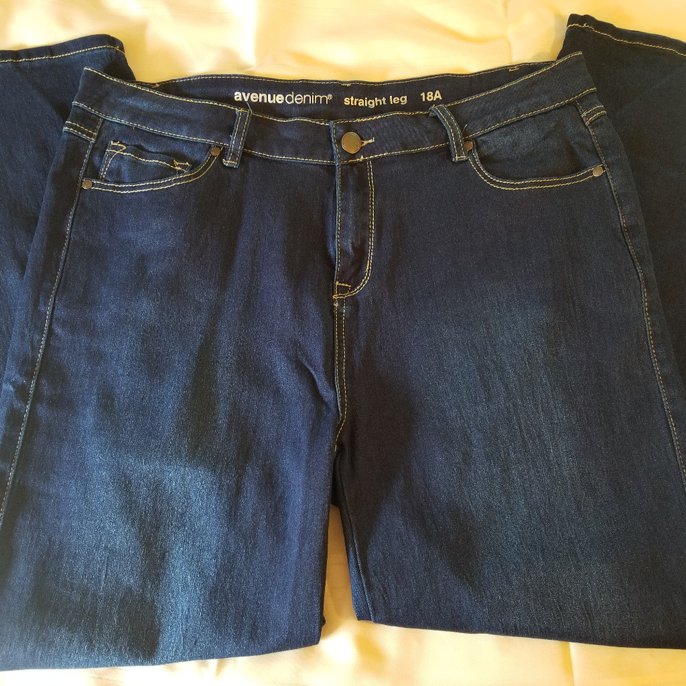Avenue Butter Denim Straight Leg Jean Dark Wash 18